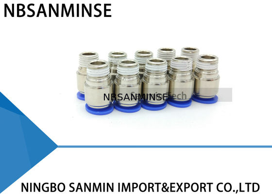 POC أنبوب البلاستيك الهوائية أجزاء جولة ذكر مستقيم هوائي دفع في اتصال تركيب موصل Sanmin