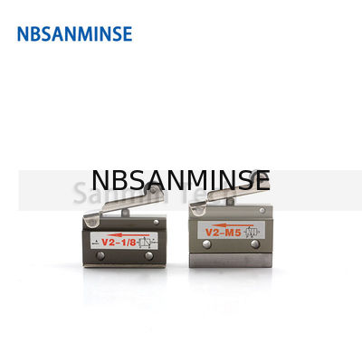 NBSANMINSE V2-M5 V2-1 / 8 2/2 صمام التحكم الميكانيكي في الهواء ثنائي الاتجاه خط أتمتة صمام الأسطوانة