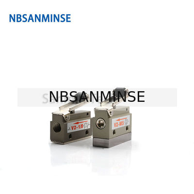NBSANMINSE V2-M5 V2-1 / 8 2/2 صمام التحكم الميكانيكي في الهواء ثنائي الاتجاه خط أتمتة صمام الأسطوانة